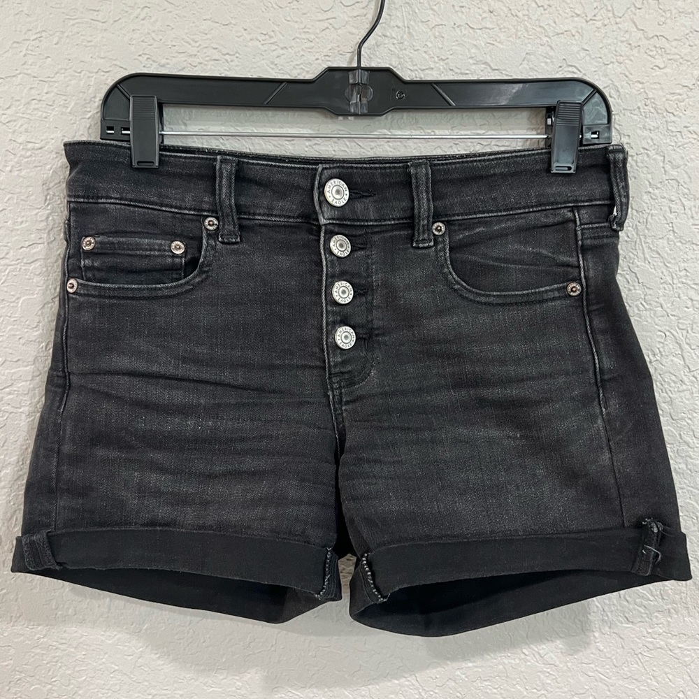 American eagle button fly black jean shorts. Size 4